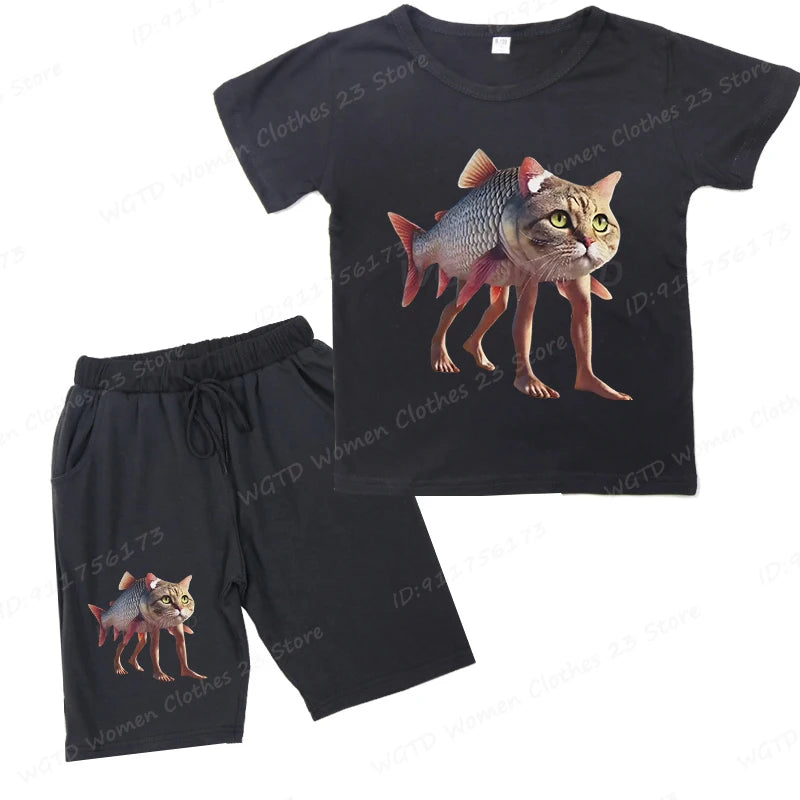 Sjovt Italian Brainrot Børnesæt – T-shirt & Shorts