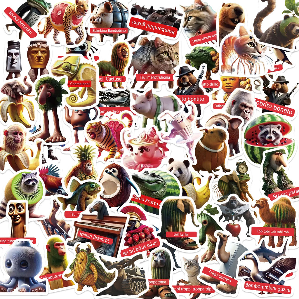 60 stk. Brainrot Tralalero Klistermærker